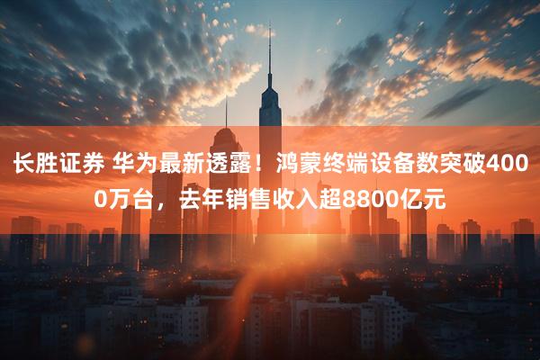 长胜证券 华为最新透露！鸿蒙终端设备数突破4000万台，去年销售收入超8800亿元