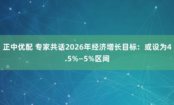 正中优配 专家共话2026年经济增长目标：或设为4.5%—5%区间