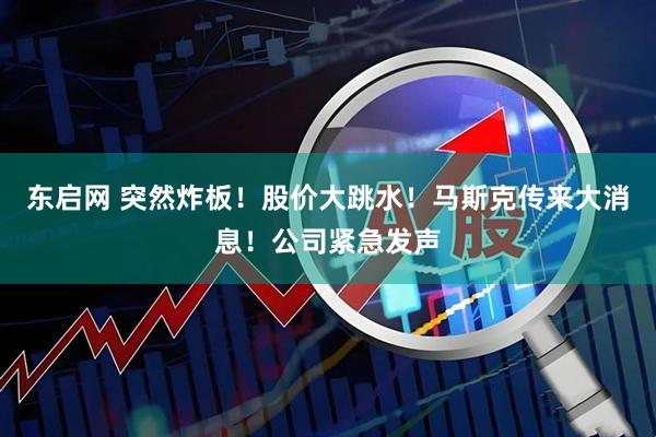 东启网 突然炸板！股价大跳水！马斯克传来大消息！公司紧急发声