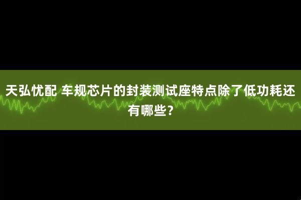 天弘忧配 车规芯片的封装测试座特点除了低功耗还有哪些？