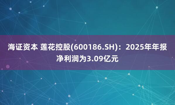 海证资本 莲花控股(600186.SH):2025年年报净利润为3.09亿元