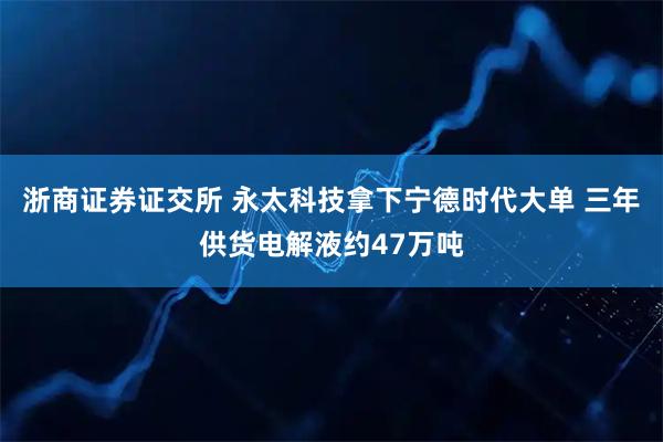 浙商证券证交所 永太科技拿下宁德时代大单 三年供货电解液约47万吨